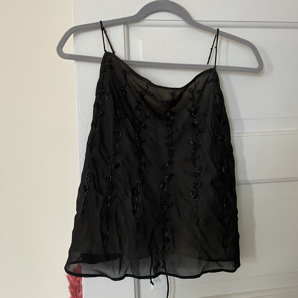 Aritzia Open Back Beaded Detail Tank Top